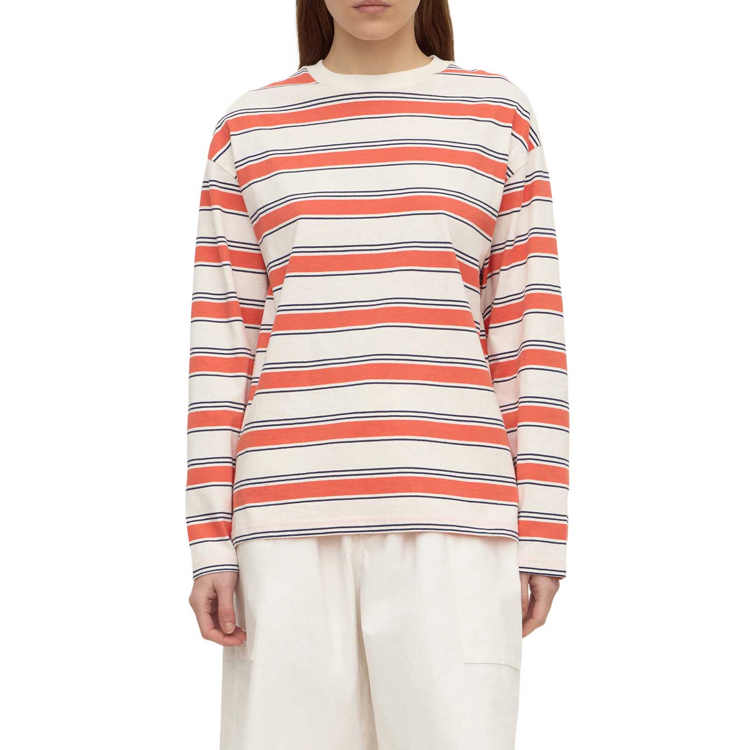 Assembly Label Eliana Stripe Cotton Long Sleeve Tee Dahlia Stripe